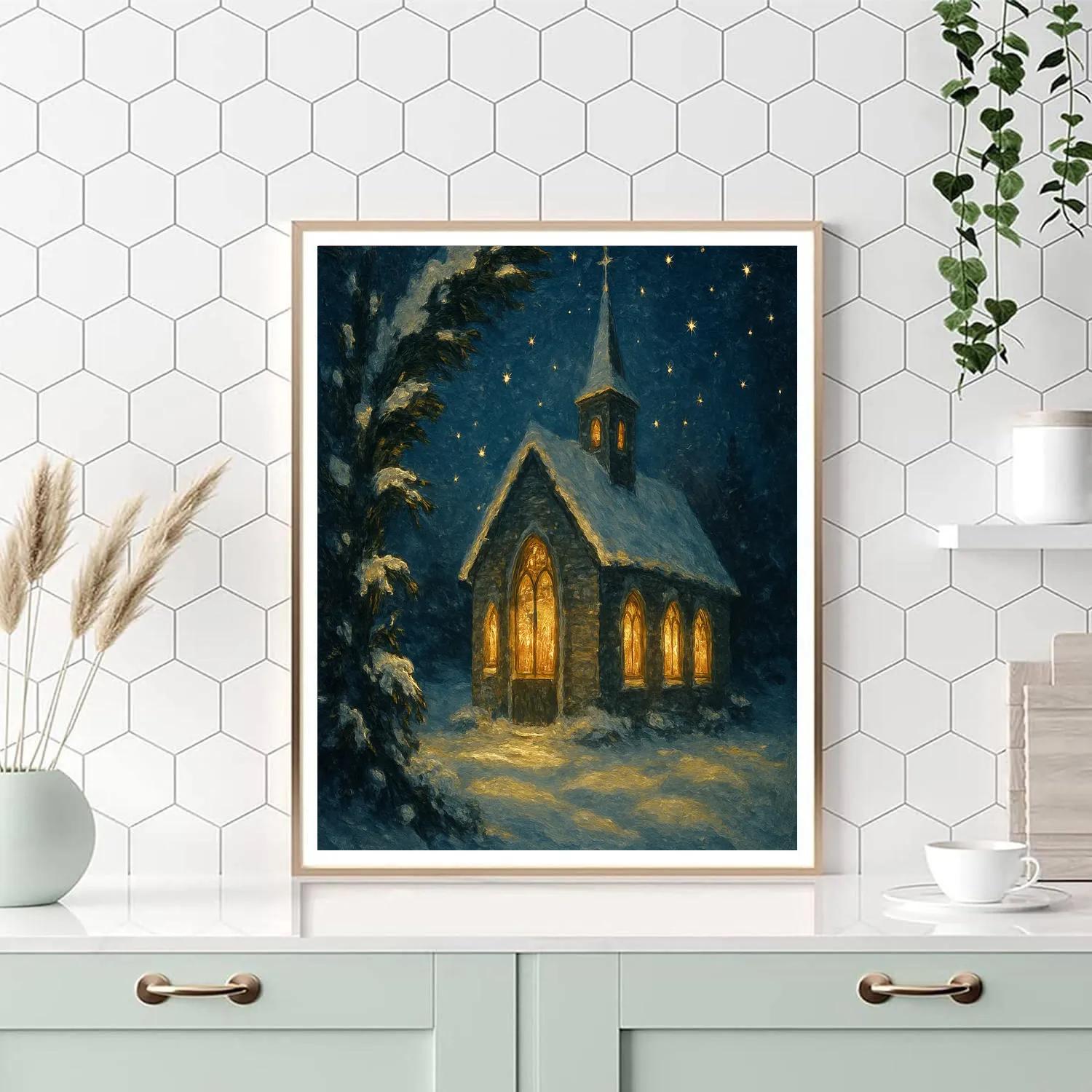 Frosted Chapel Midnight Mass Paint by numbers art
