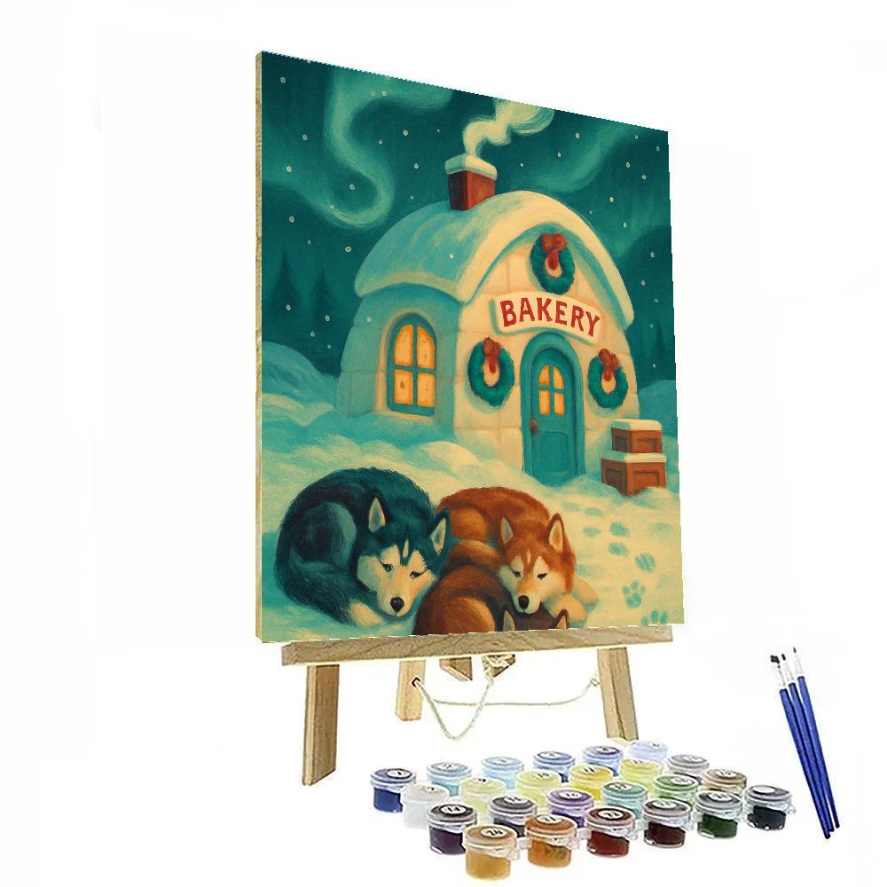 Polar Bakery Sled Dogs Rest Number painting