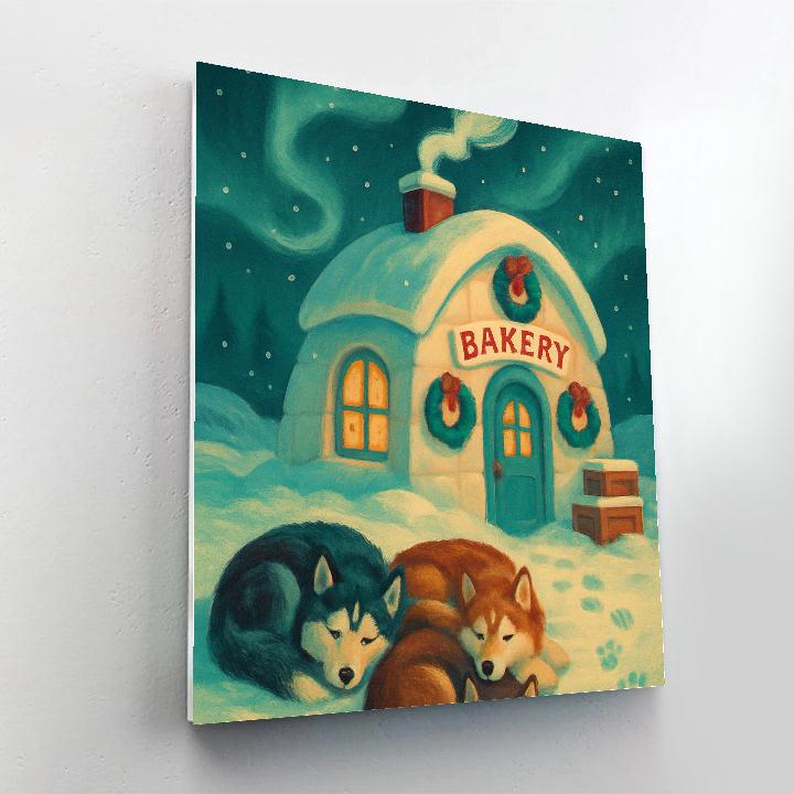 Polar Bakery Sled Dogs Rest Number painting