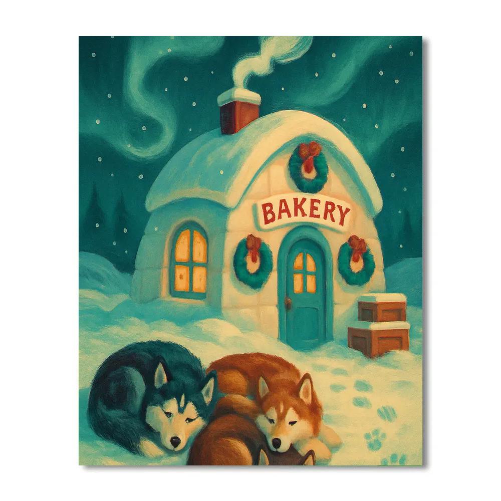 Polar Bakery Sled Dogs Rest Number painting