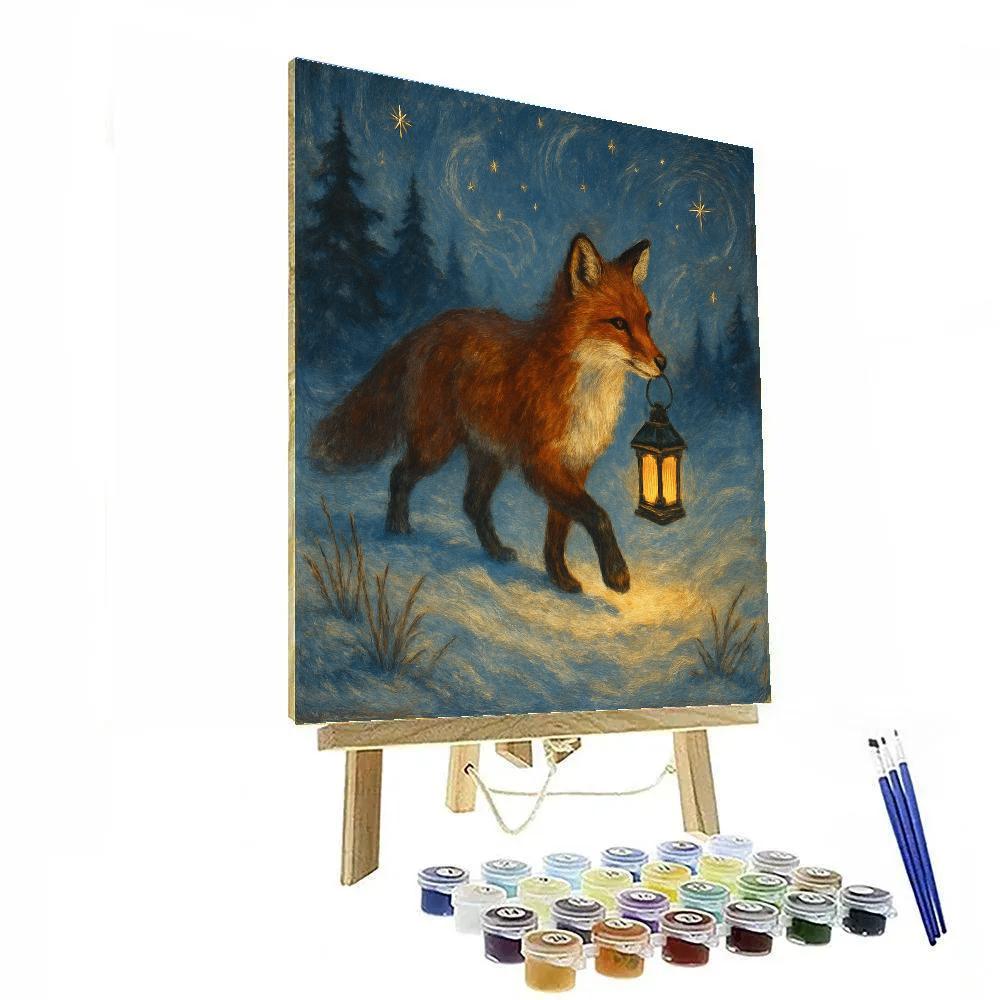 Snowfield Lantern Fox Paint by numbers art