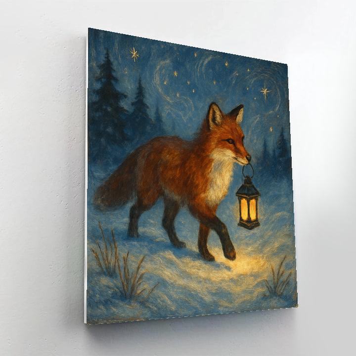 Snowfield Lantern Fox Paint by numbers art