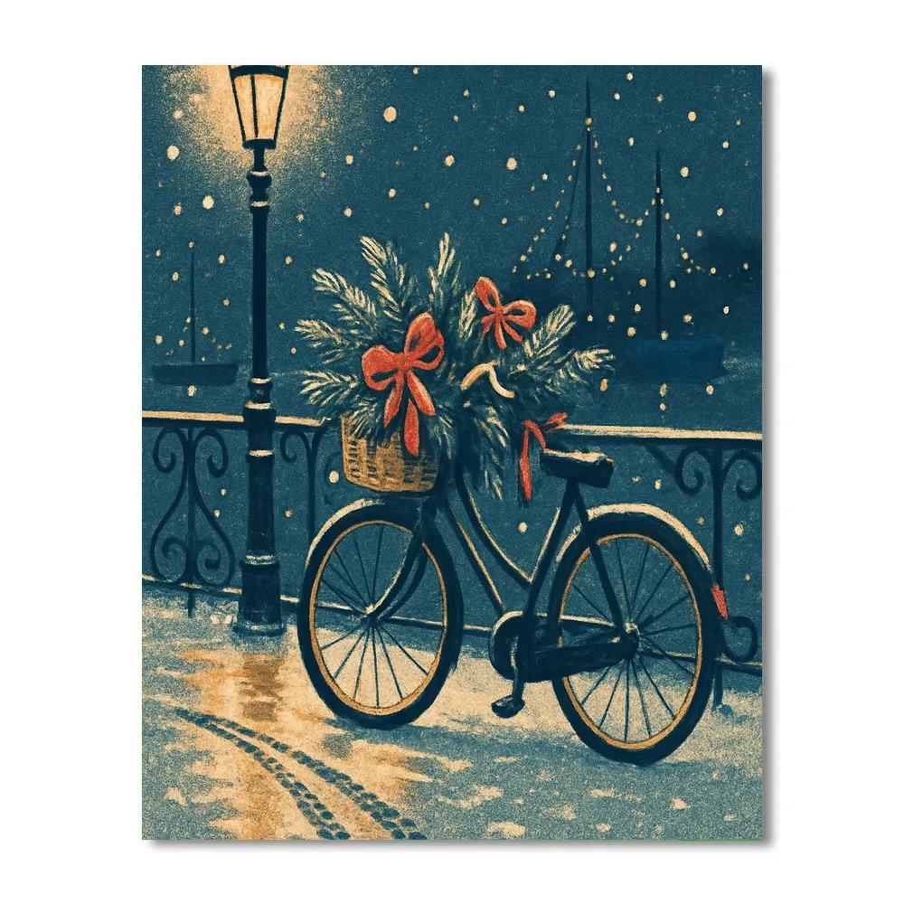 Harbor Fir Delivery Bicycle Paint by numbers art