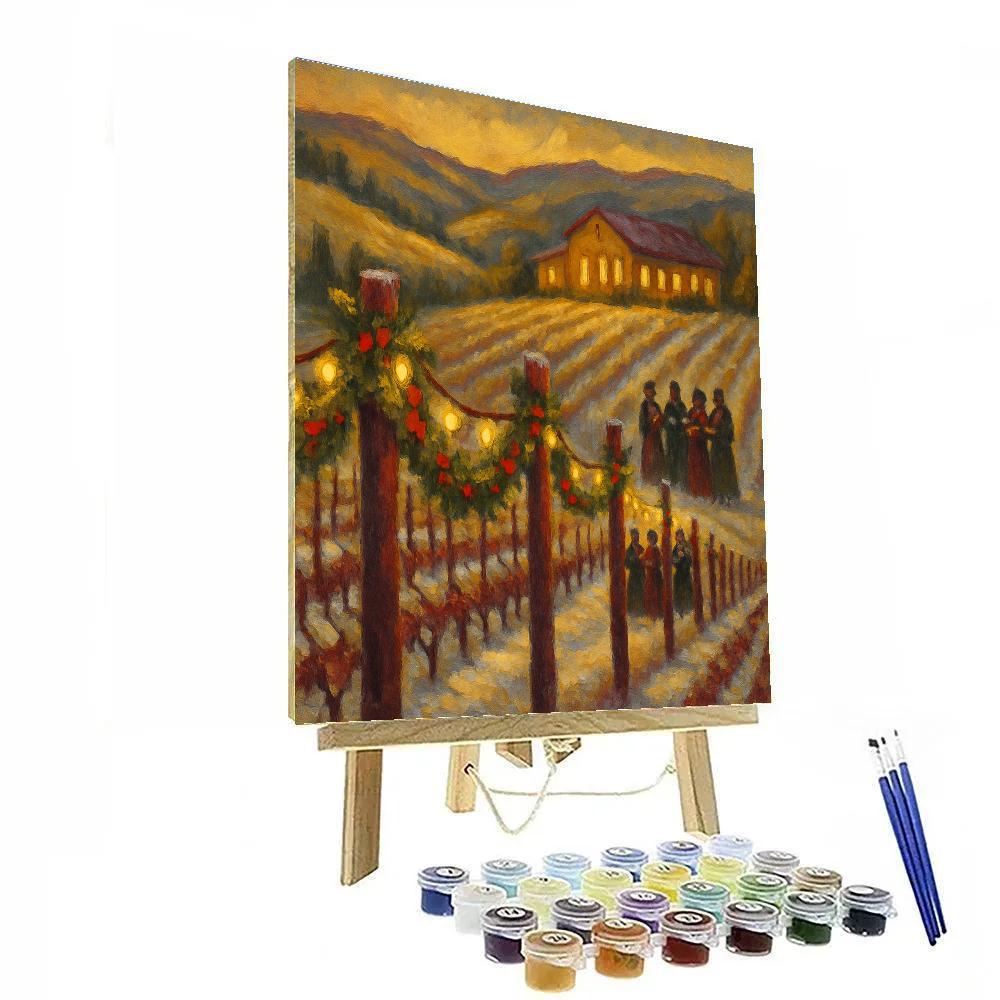 Snowy Vineyard Carol Lights painting number kit
