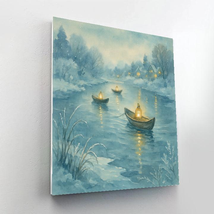 Frosted River Lantern Skiffs DIY paint by numbers