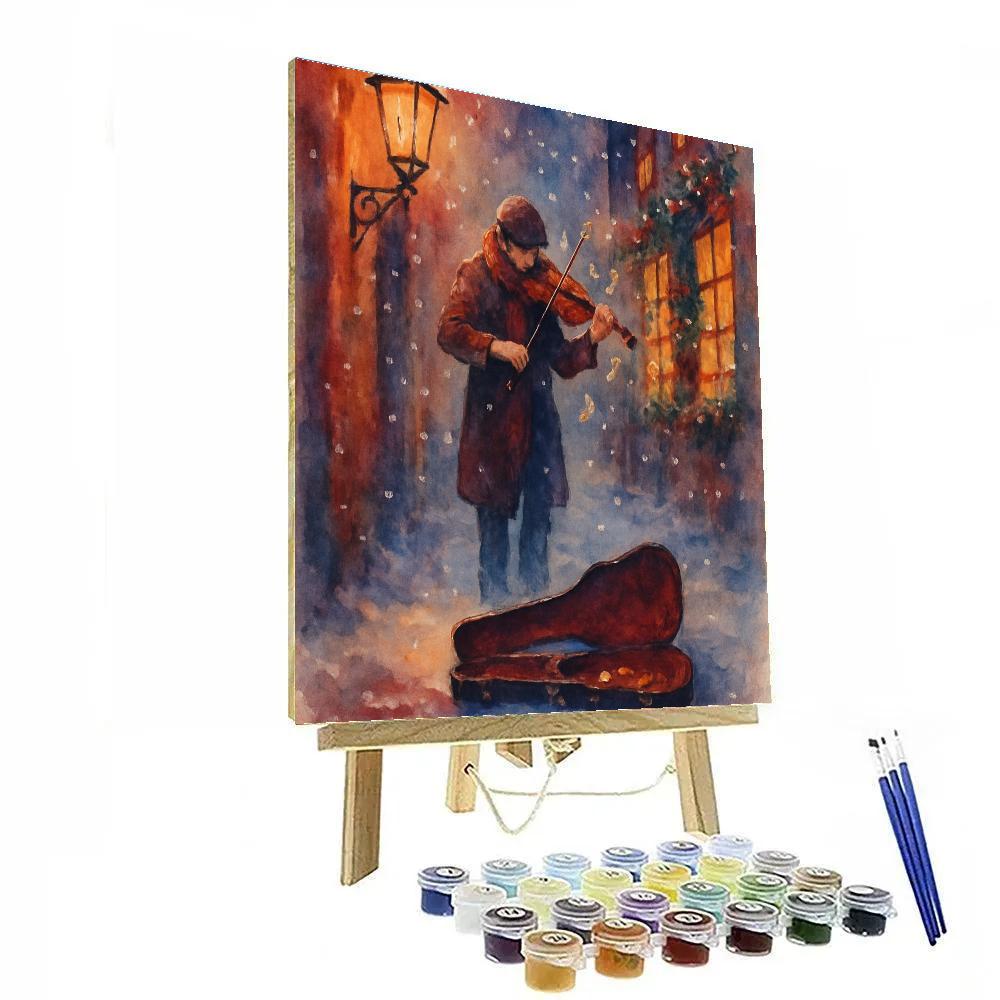 Snowy Violin Street Serenade paint by number