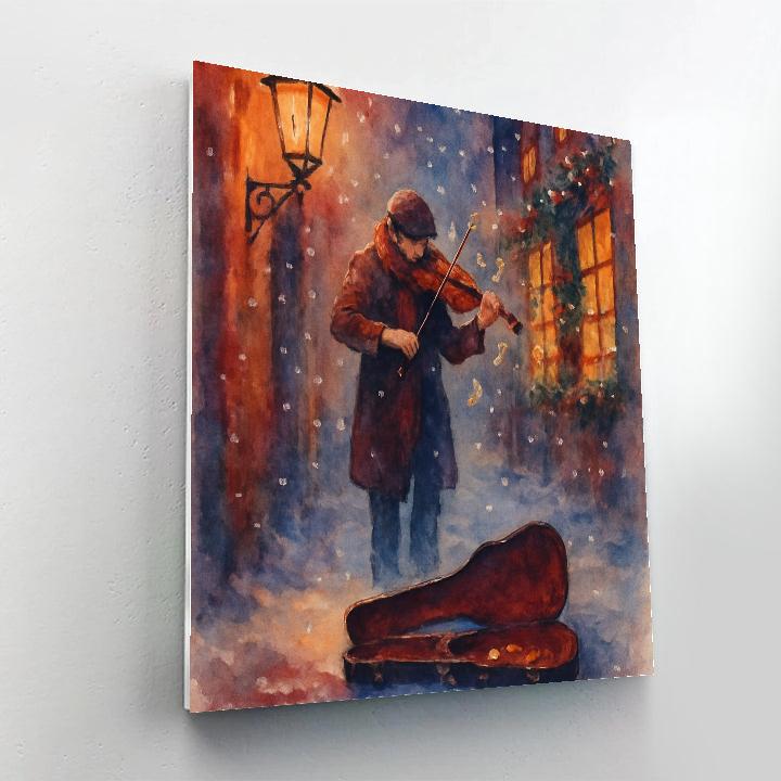 Snowy Violin Street Serenade paint by number