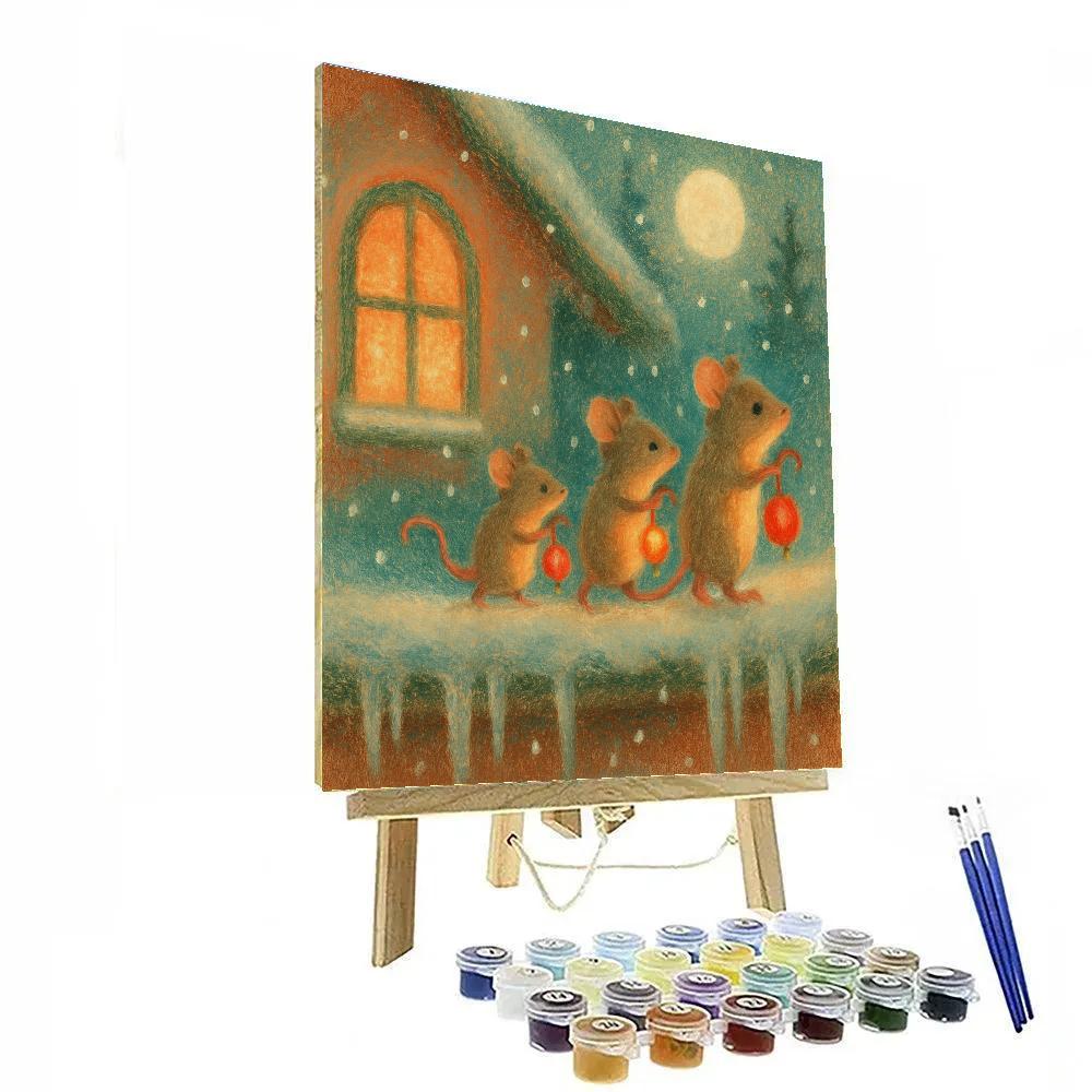 Lantern Mice Under The Eaves paint by number