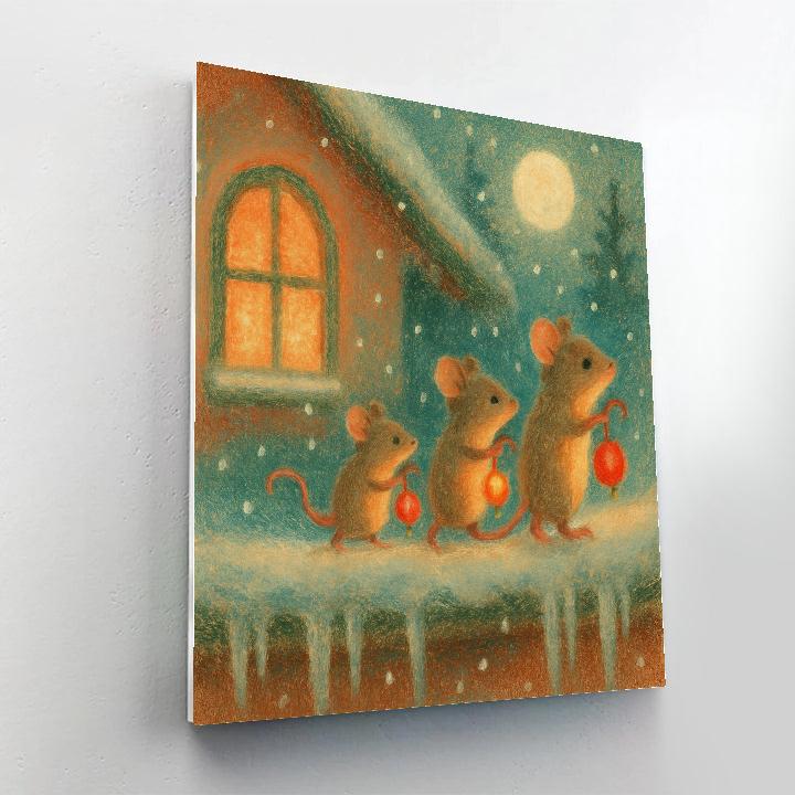 Lantern Mice Under The Eaves paint by number