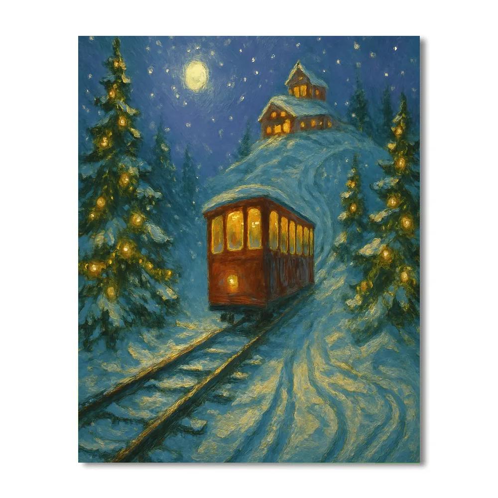 Evergreen Funicular Twilight Numbered painting kits