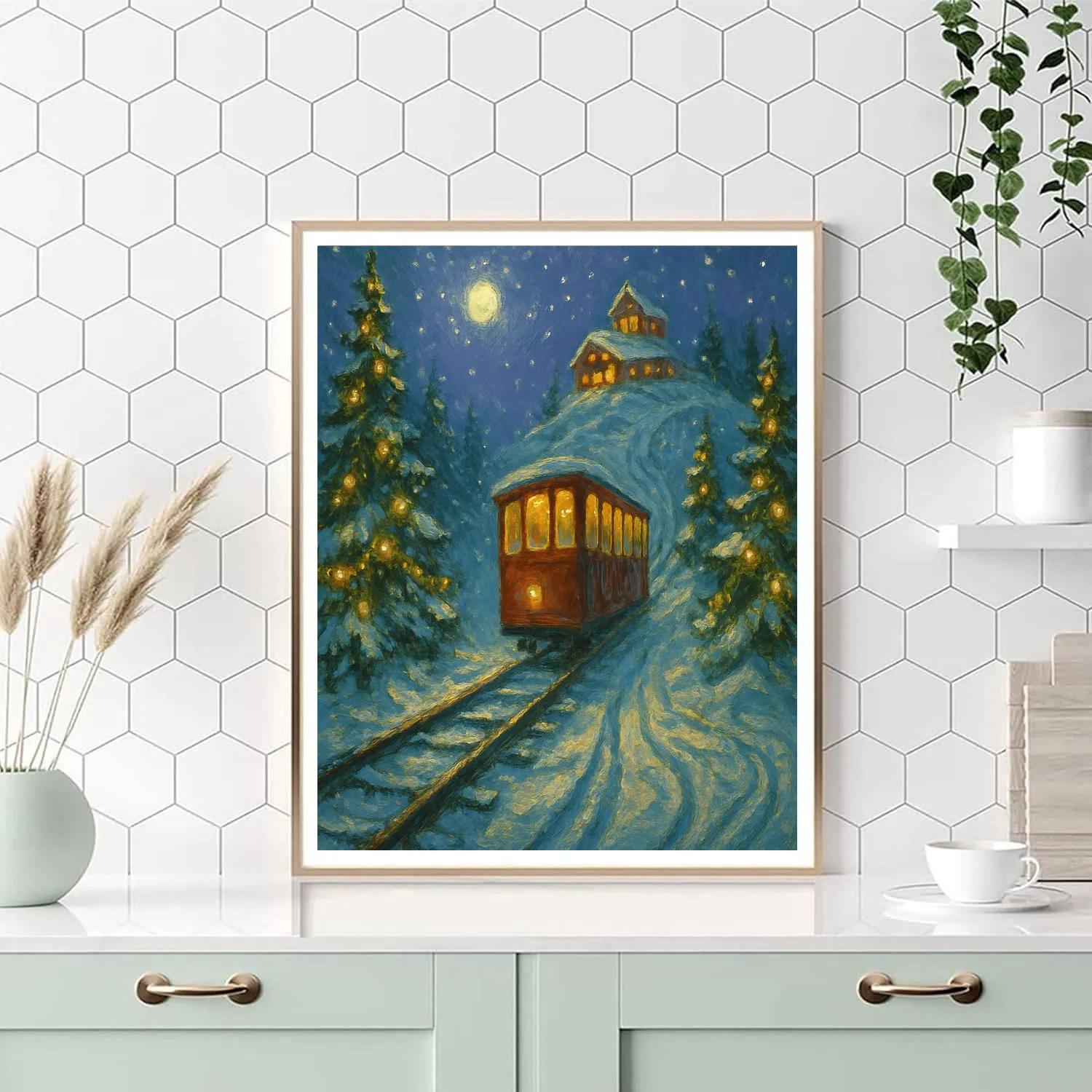 Evergreen Funicular Twilight Numbered painting kits