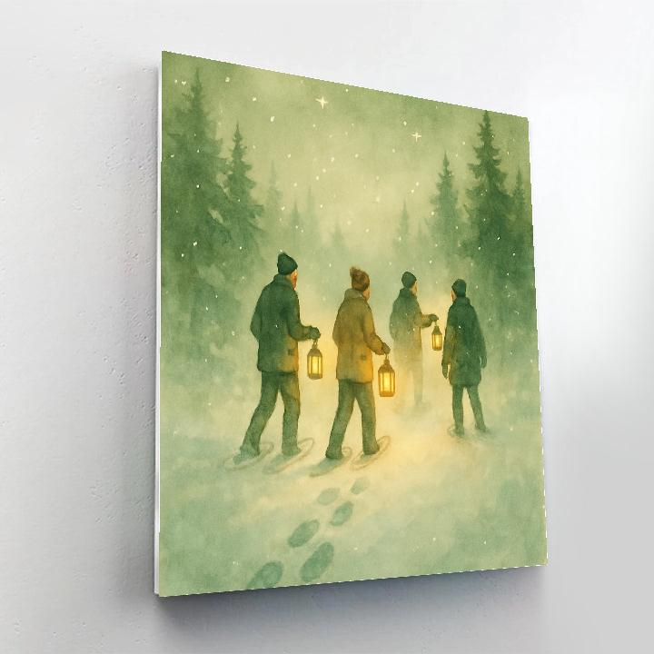 Candlelit Snowshoe Procession Number painting