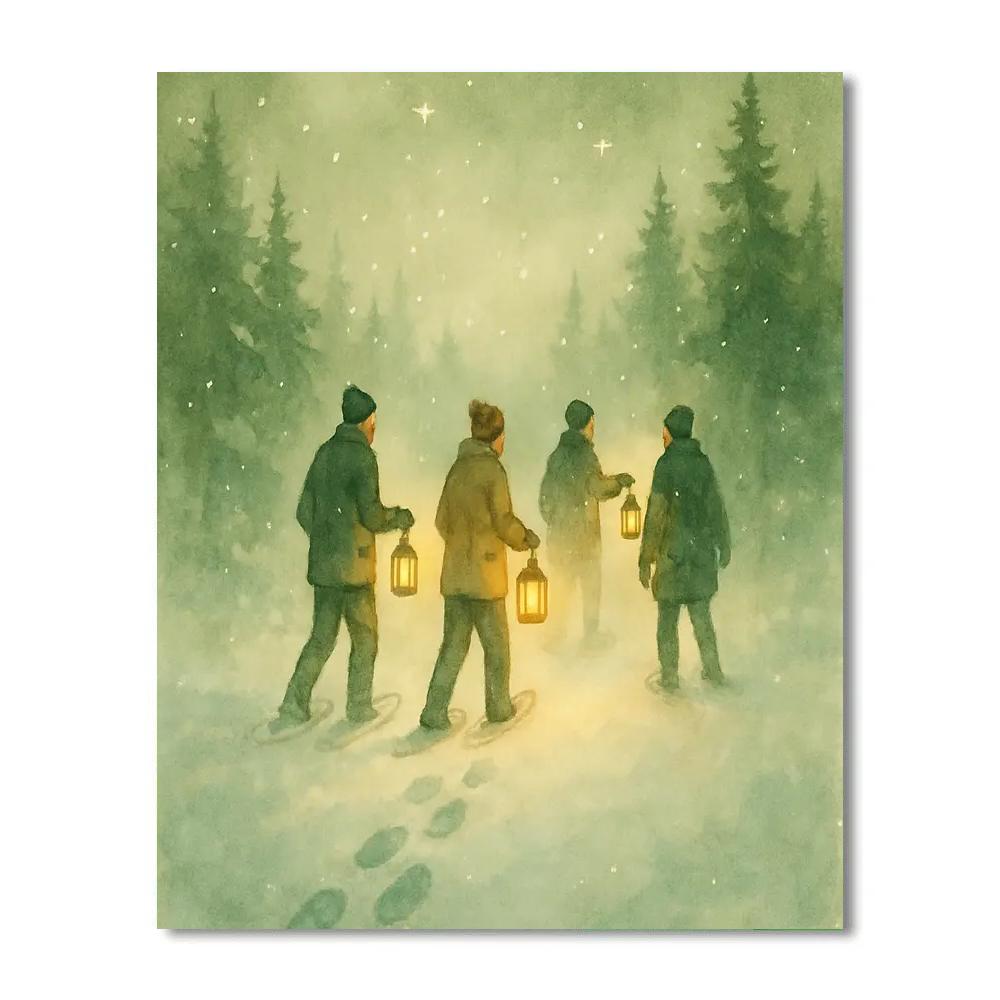 Candlelit Snowshoe Procession Number painting