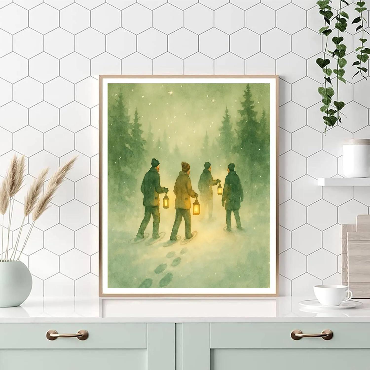 Candlelit Snowshoe Procession Number painting