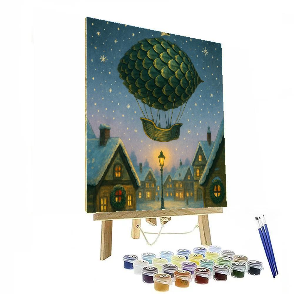 Pinecone Airship Over Hamlet paint by color