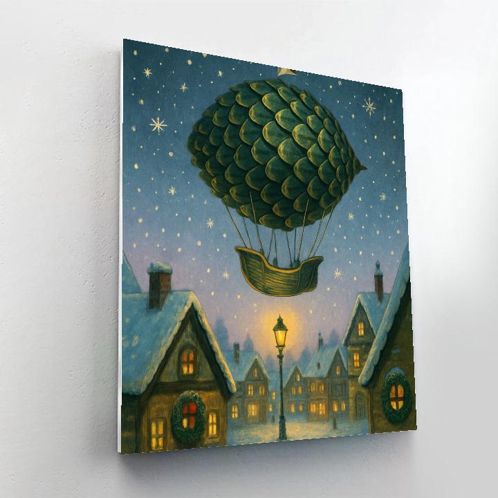 Pinecone Airship Over Hamlet paint by color