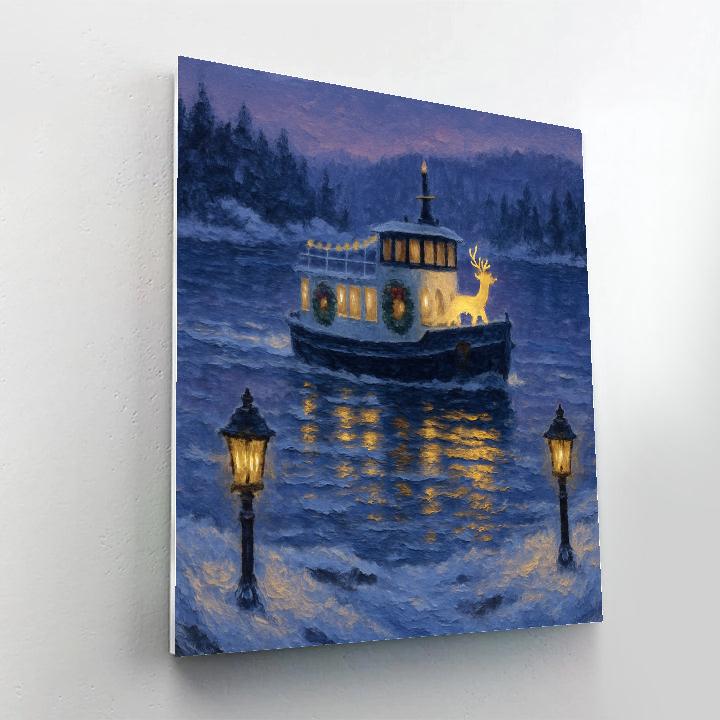 Reindeer Ferry At Dusk Number painting