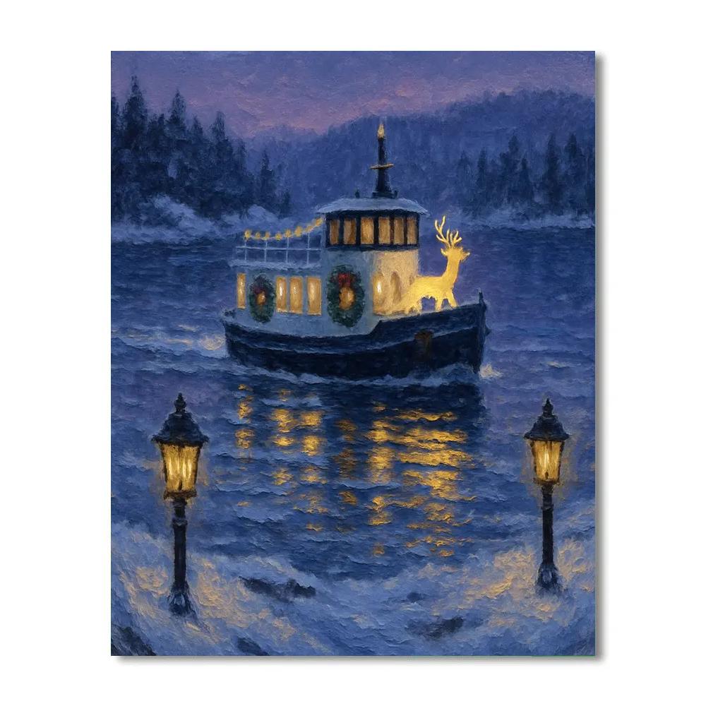 Reindeer Ferry At Dusk Number painting