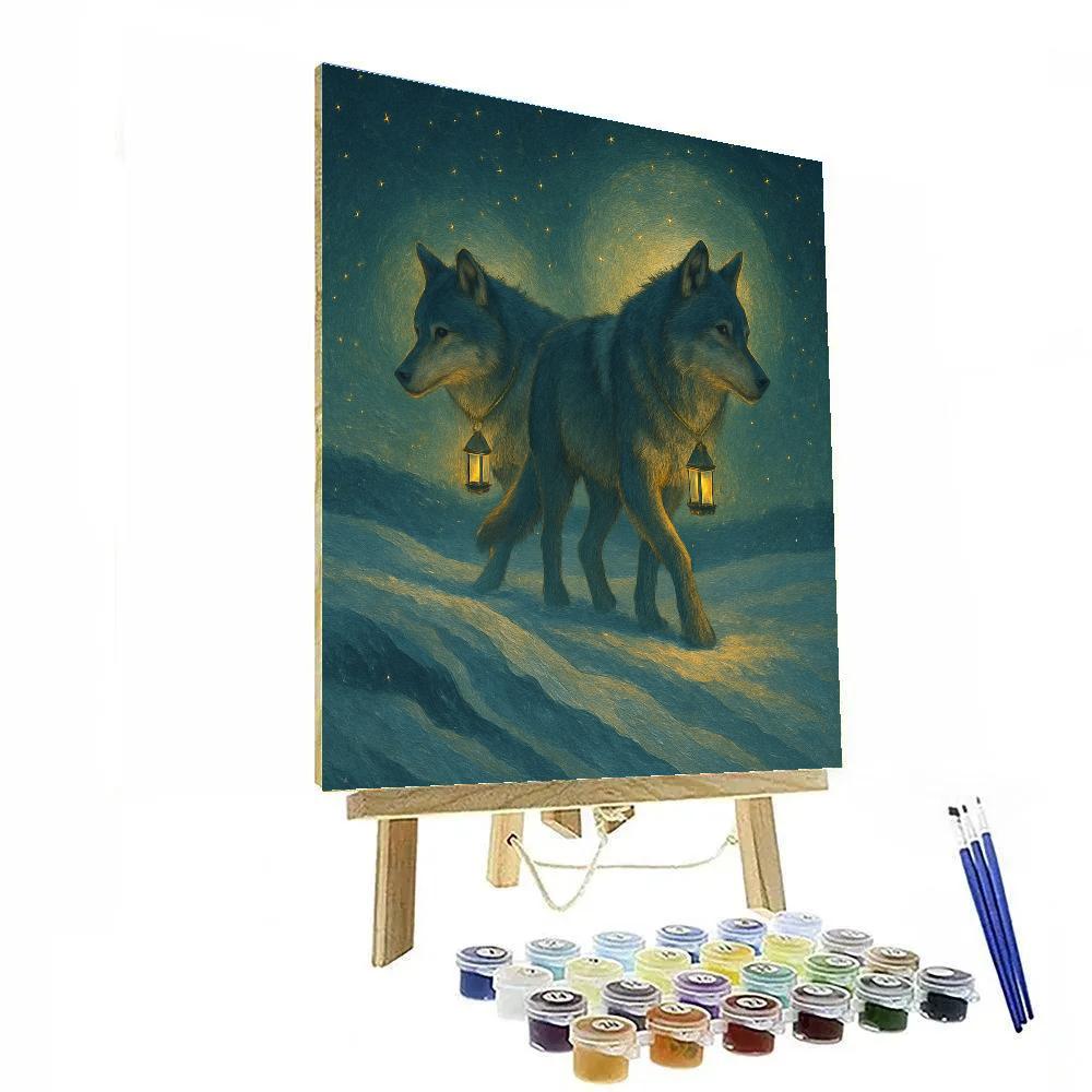 Lantern Wolves On Ridge Paint by numbers art