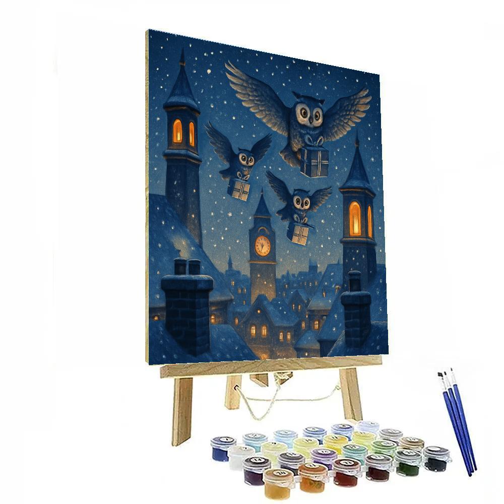 Midnight Post Owls DIY paint by numbers