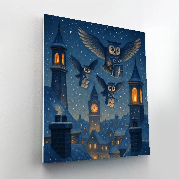 Midnight Post Owls DIY paint by numbers