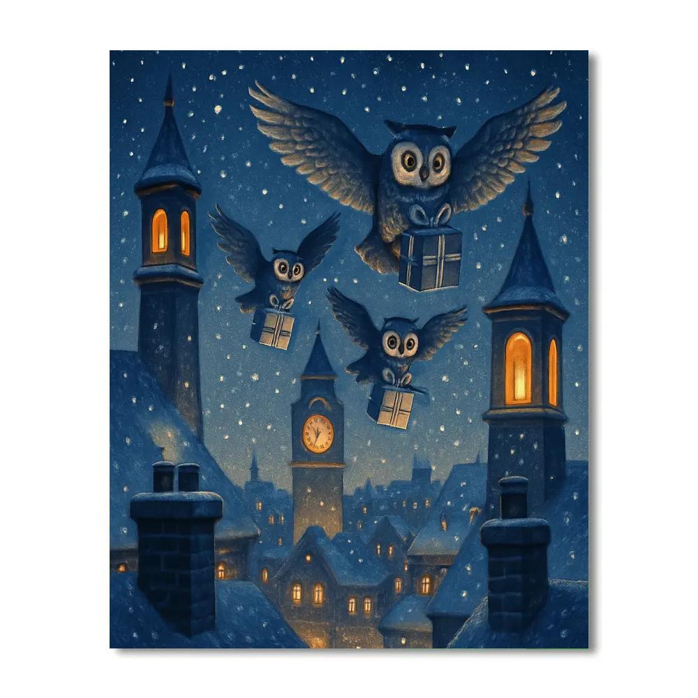 Midnight Post Owls DIY paint by numbers