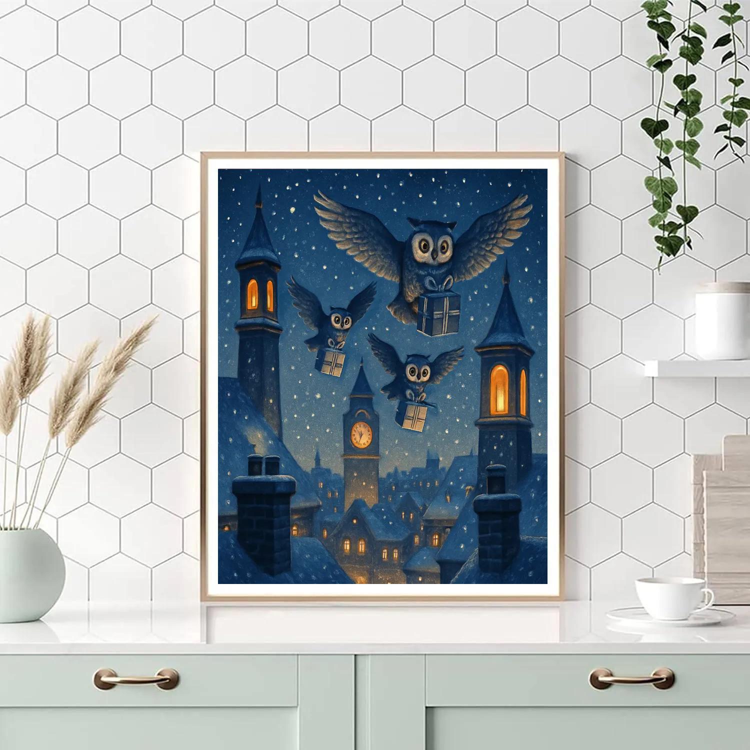 Midnight Post Owls DIY paint by numbers