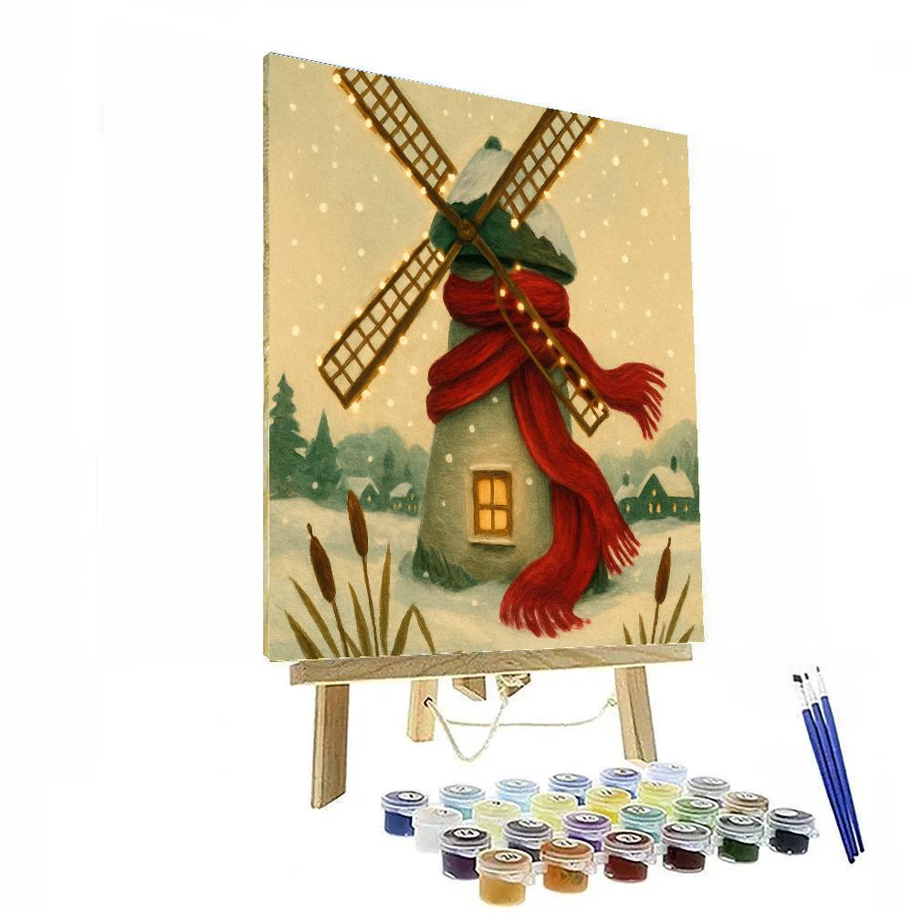 Crimson Scarf Windmill DIY paint by numbers