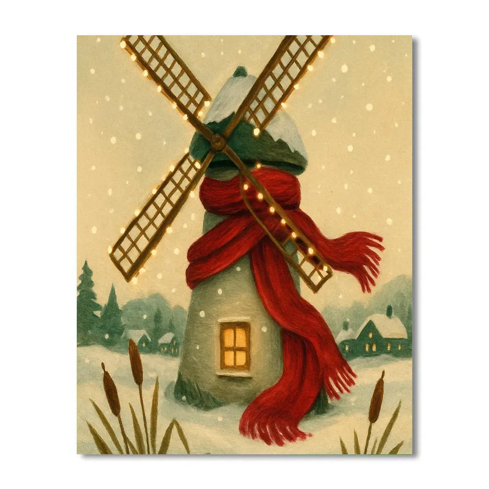 Crimson Scarf Windmill DIY paint by numbers