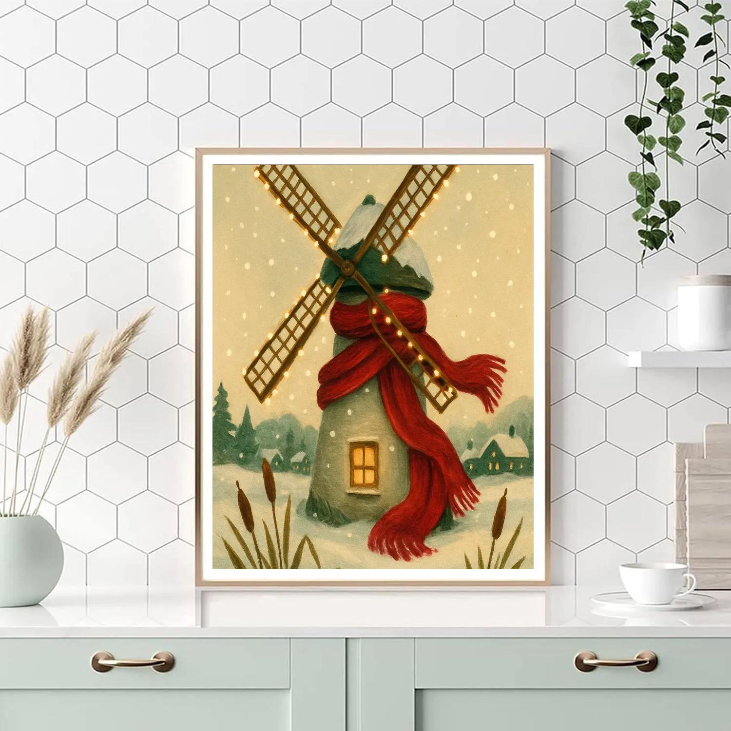 Crimson Scarf Windmill DIY paint by numbers