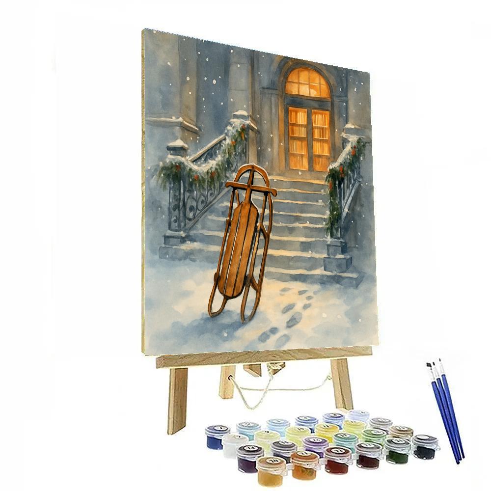 Silver Sled Library Steps Paint by numbers art