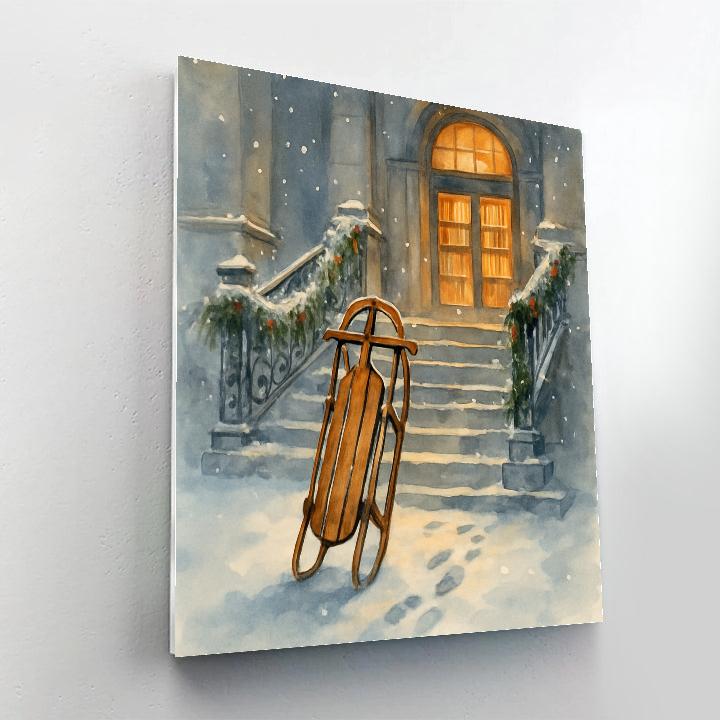 Silver Sled Library Steps Paint by numbers art