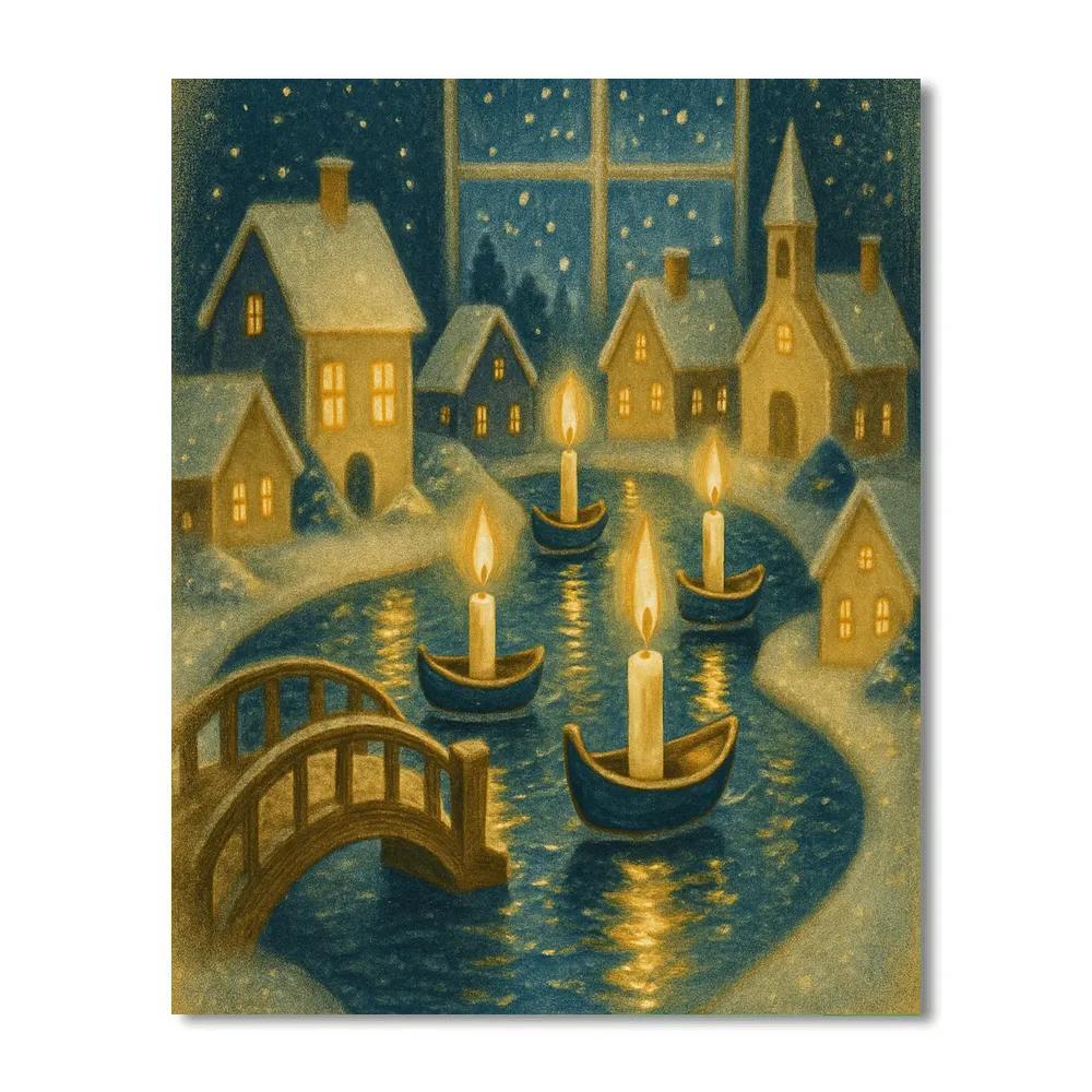 Candle Boat Canal Miniatures Paint by numbers art