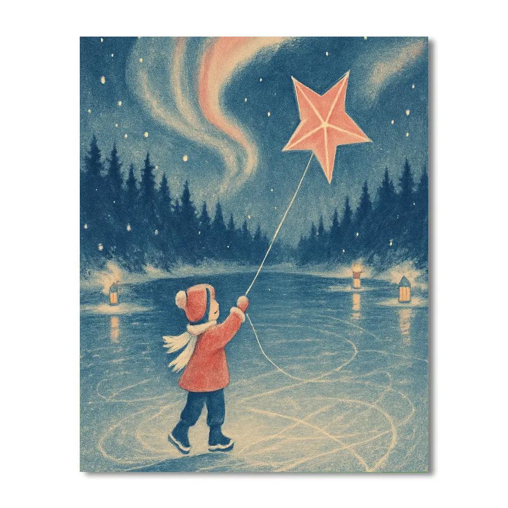 Starlit Kite On Frozen Lake Paint by numbers kits