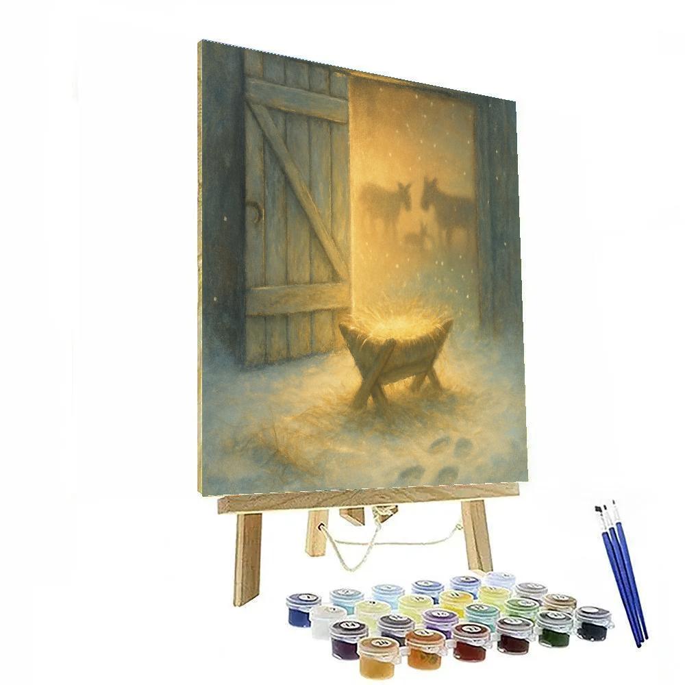 Frosted Manger Barn Door Number painting