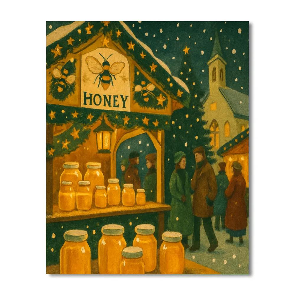 Winter Honey Market Stalls paint by numbers