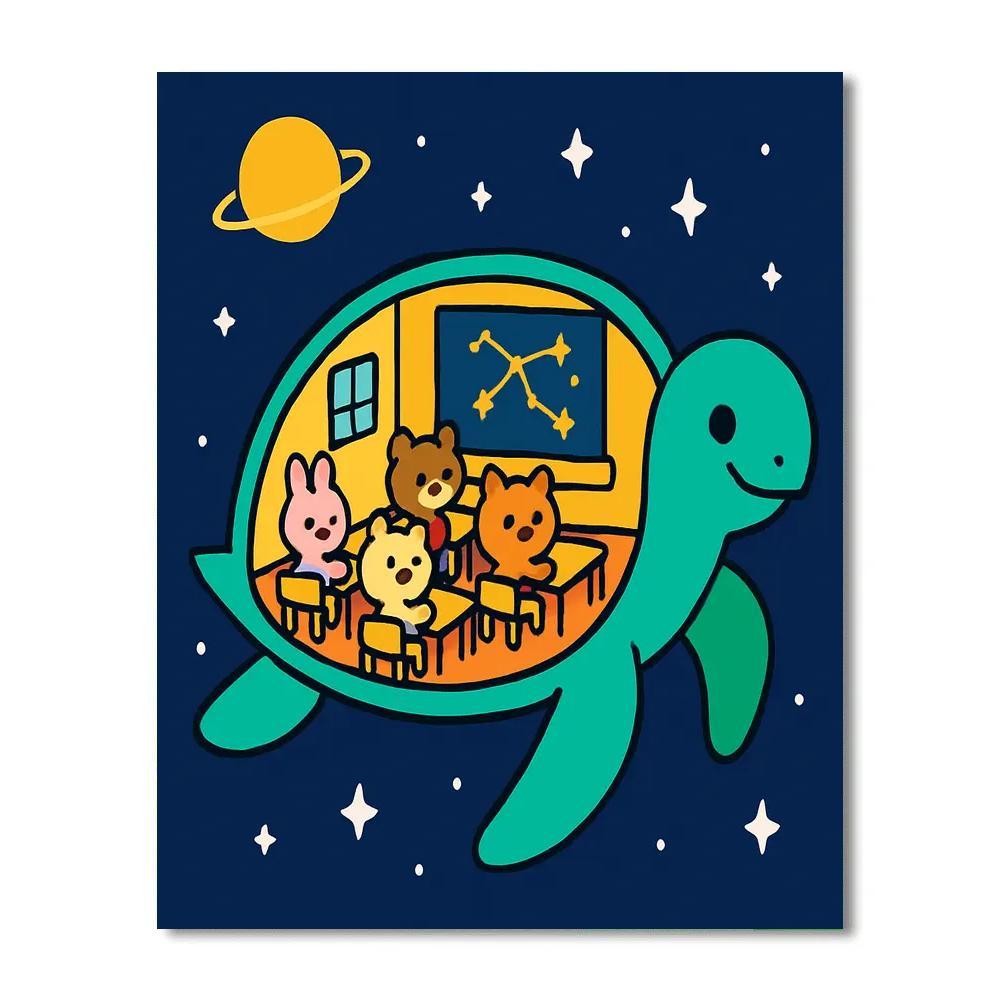 Cosmic Turtle Classroom Paint by numbers art
