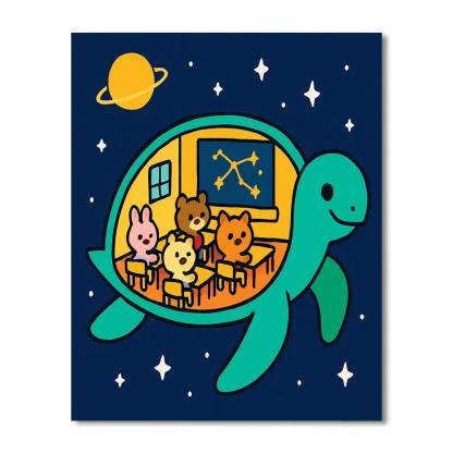 Cosmic Turtle Classroom Paint by numbers art