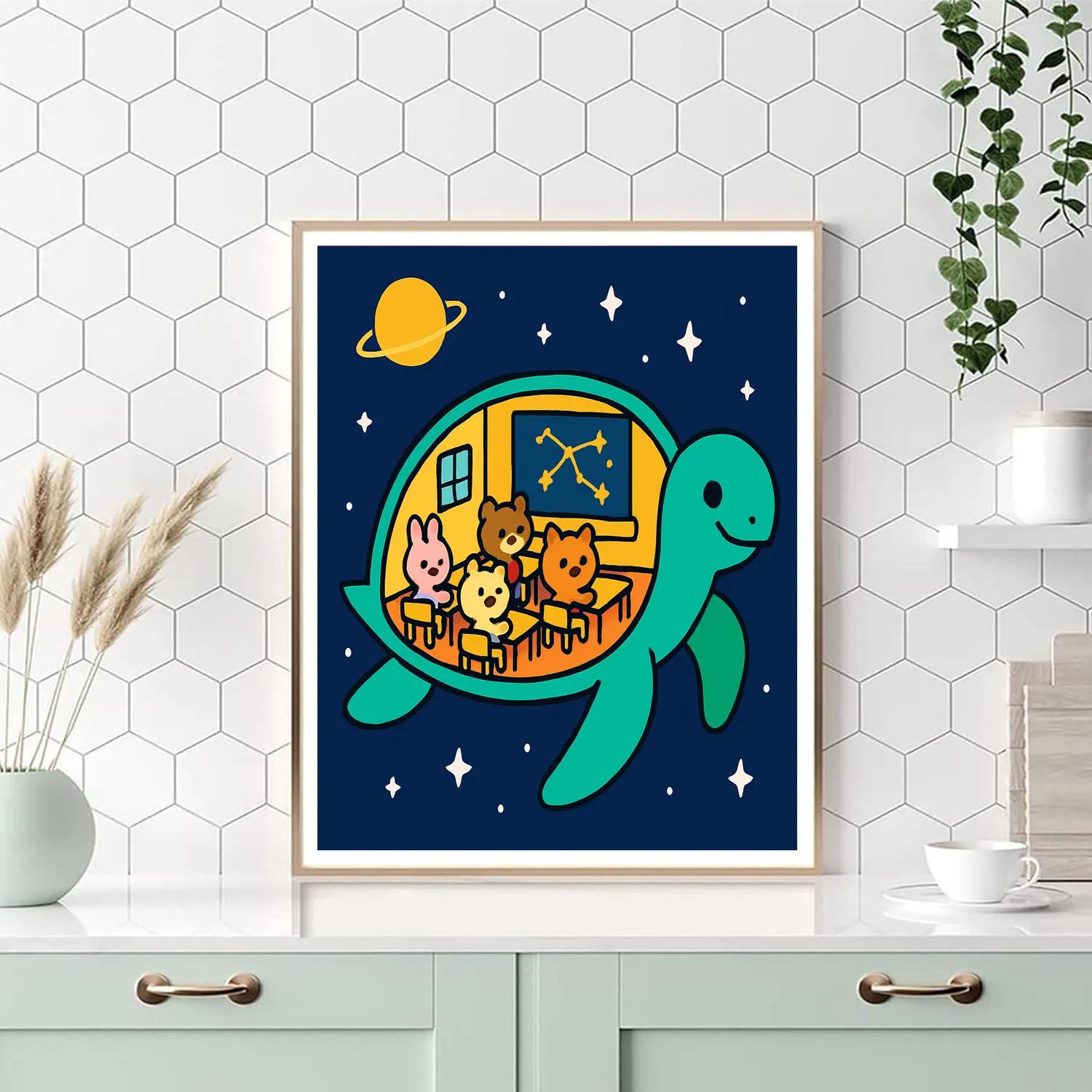 Cosmic Turtle Classroom Paint by numbers art