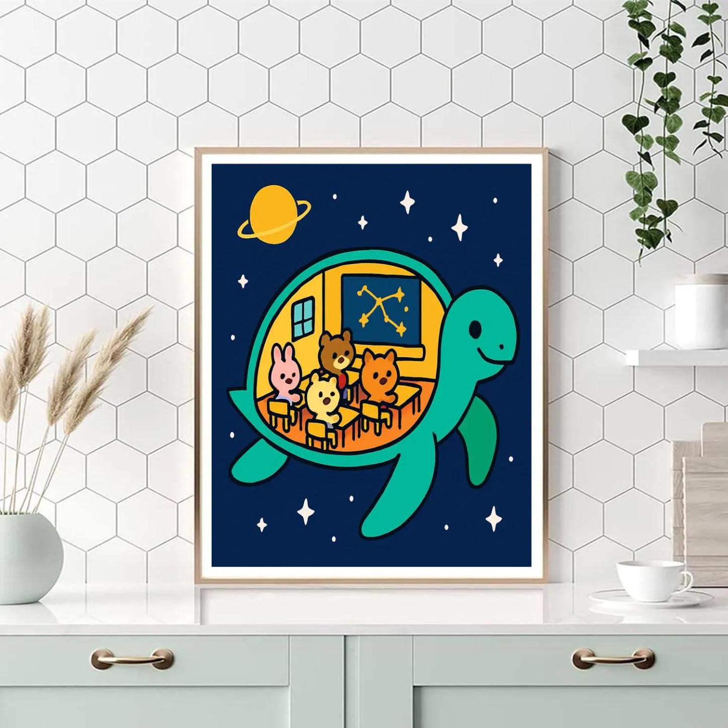 Cosmic Turtle Classroom Paint by numbers art