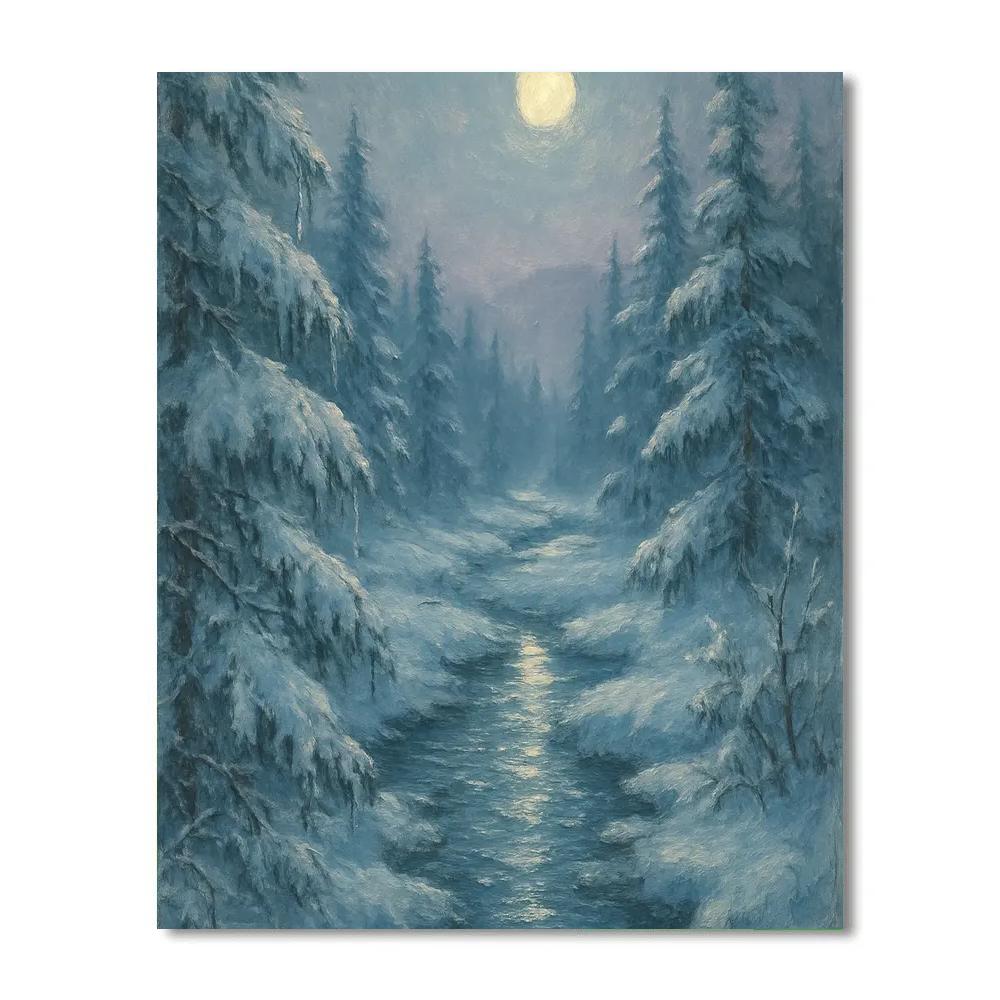Moonlit Creek And Silent Pines Paint by numbers kits