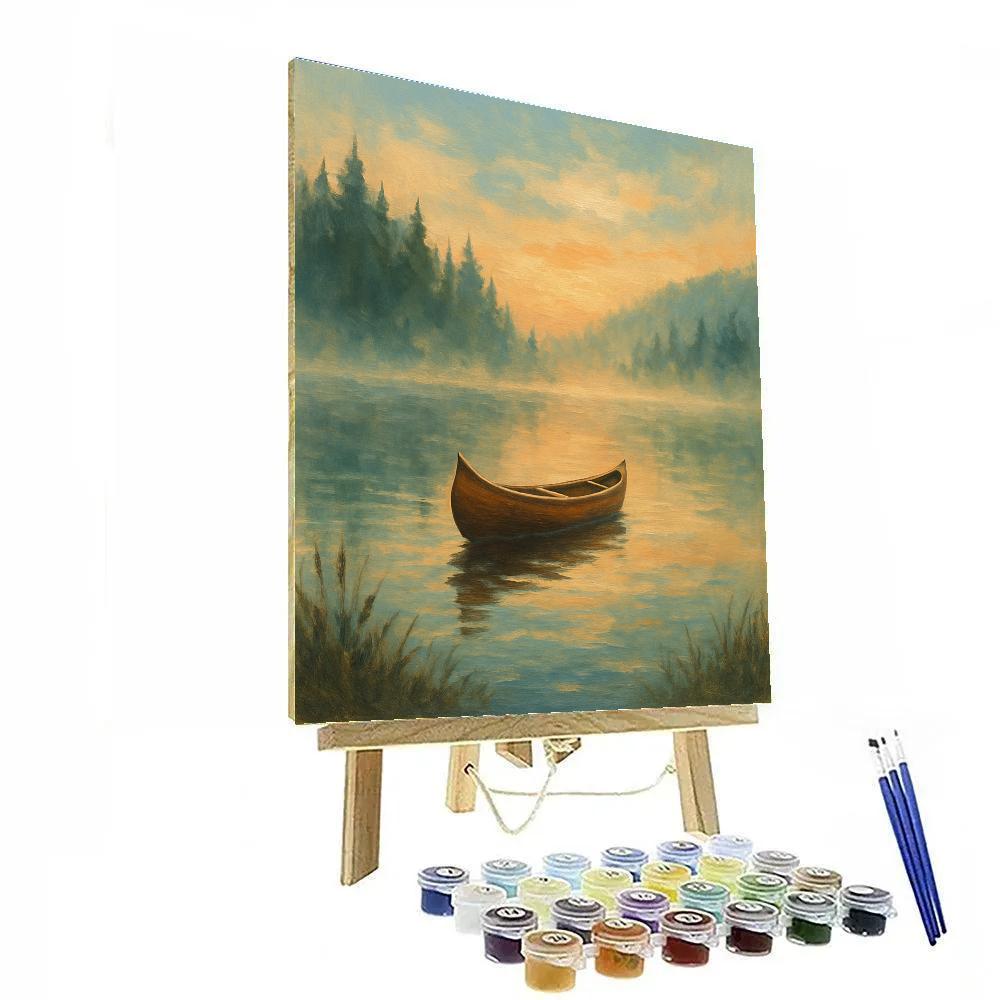 Amber Canoe At Quiet Daybreak paint by number