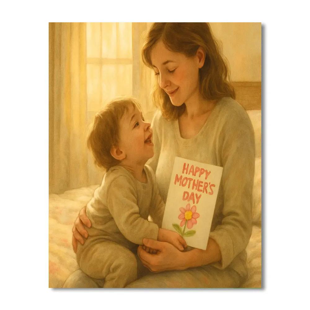 Morning Sunlight Mothers Day Portrait Number paintingMorning Sunlight Mothers Day Portrait - DIY Painting By Numbers Kit - Image 3