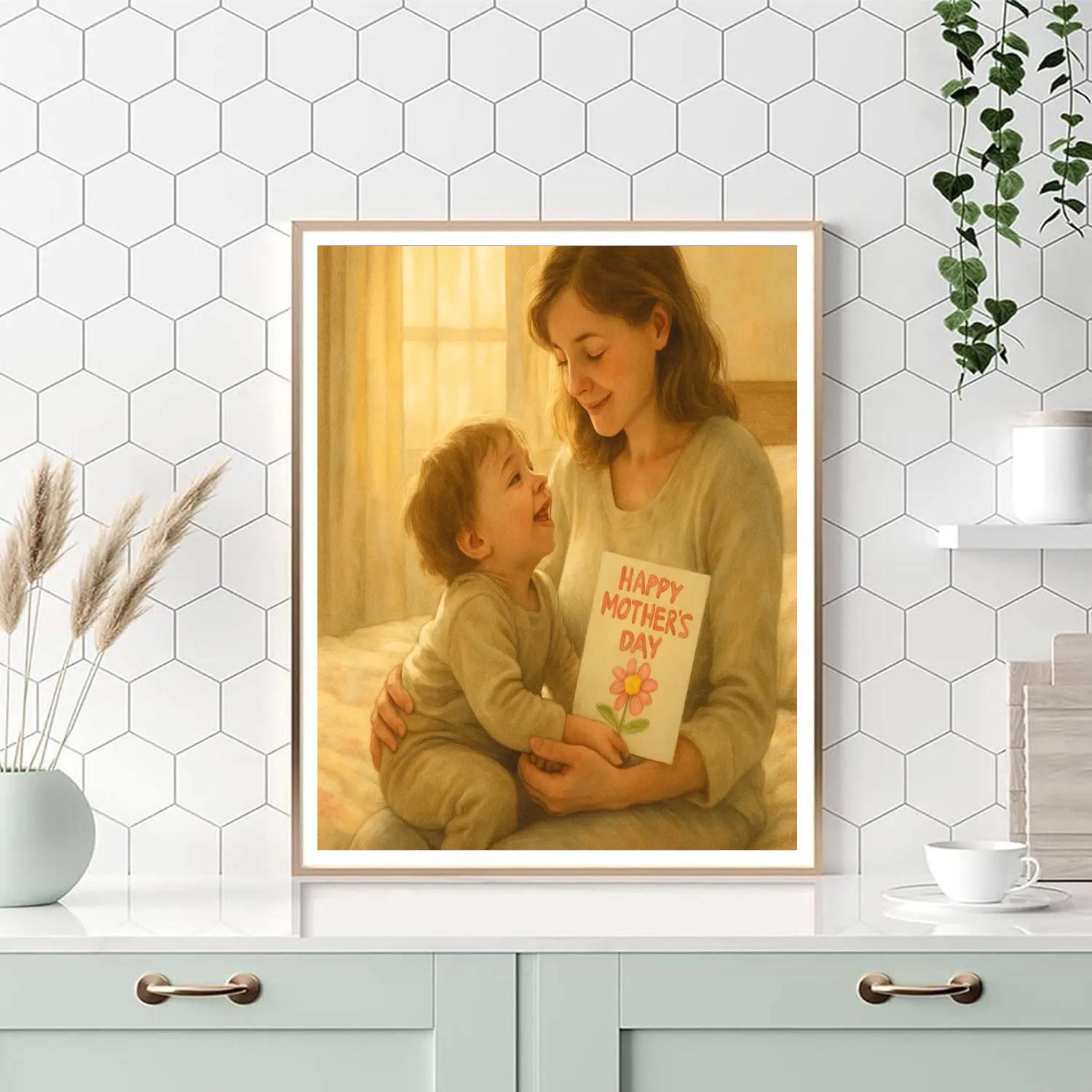 Morning Sunlight Mothers Day Portrait Number paintingMorning Sunlight Mothers Day Portrait - DIY Painting By Numbers Kit - Image 4