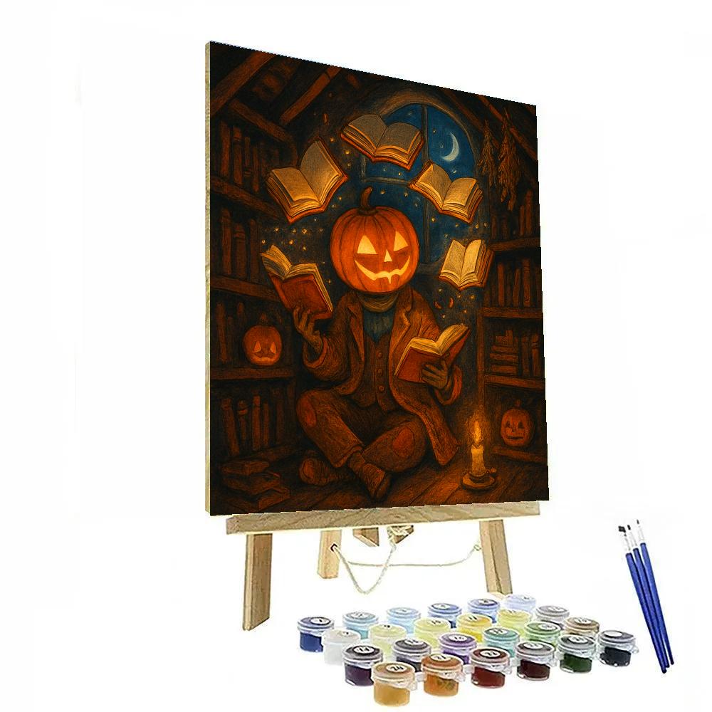 Pumpkin Librarian In The Midnight Attic Paint by numbers kits