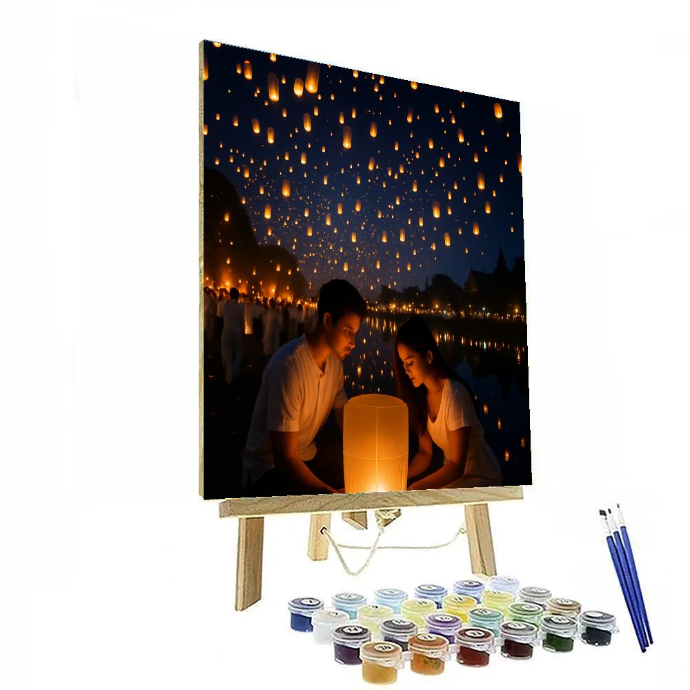 Lantern Release At Yi Peng Festival Chiang Mai Number painting