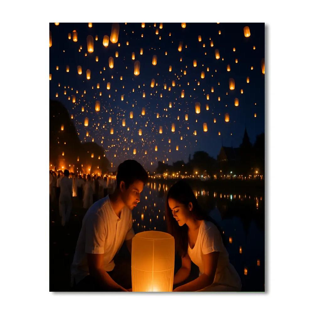 Lantern Release At Yi Peng Festival Chiang Mai Number painting