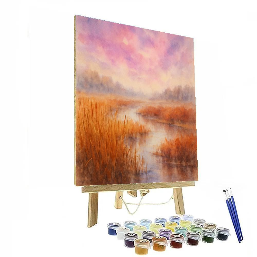 Nebula Glow Over Autumn Marsh paint by number