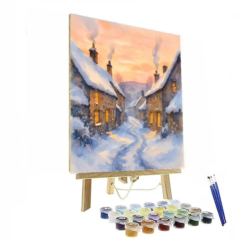 Sunrise Over Frosted Village Lane paint by numbers