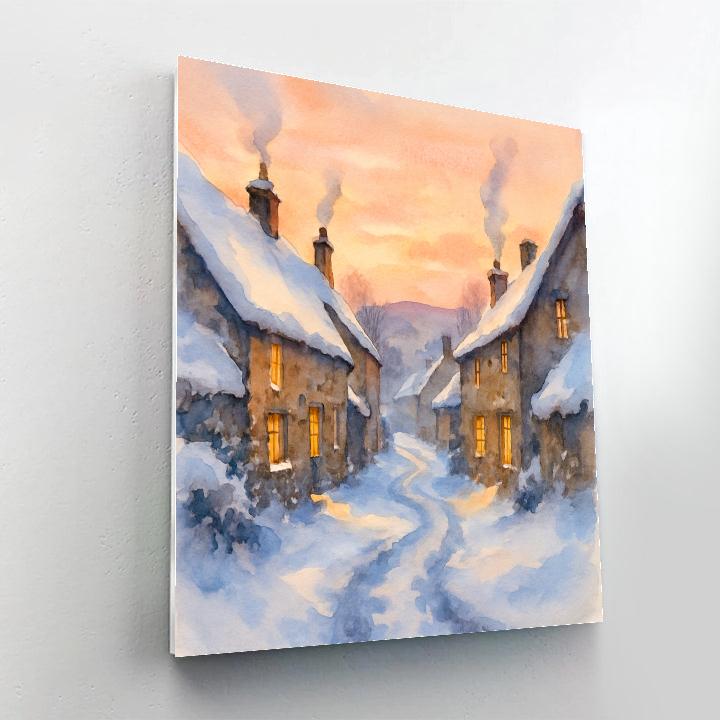 Sunrise Over Frosted Village Lane paint by numbers